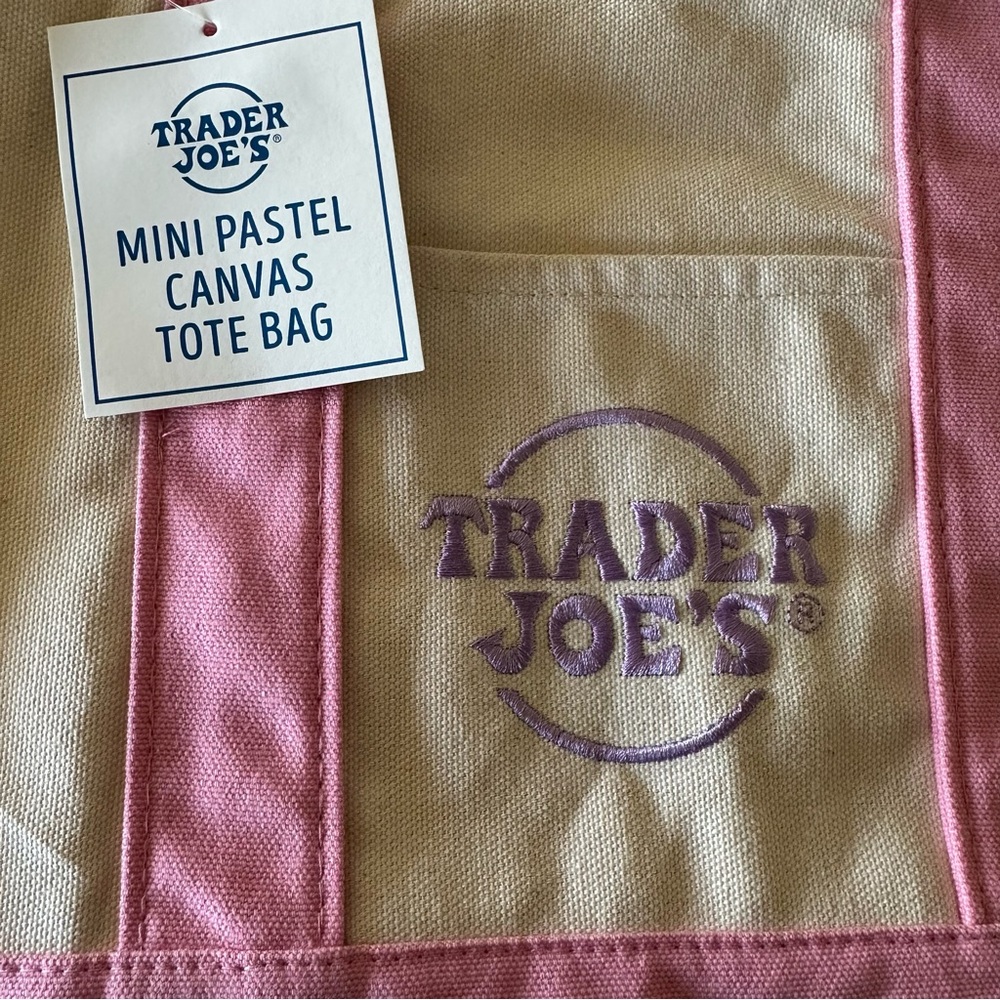 Small Trader Joe’s Pastel Pink 2026 Canvas Tote Bag - Picture 3 of 4